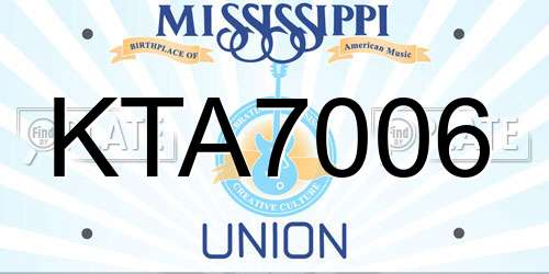 KTA7006 Mississippi License Plate