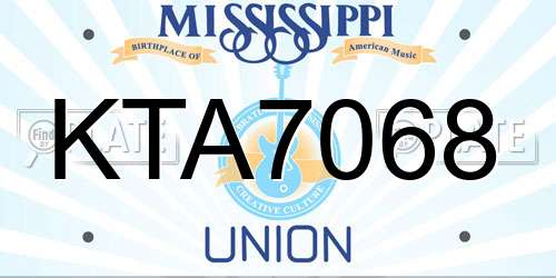KTA7068 Mississippi License Plate