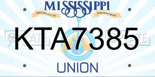 KTA7385 Mississippi License Plate