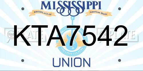 KTA7542 Mississippi License Plate