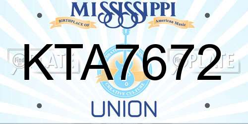 KTA7672 Mississippi License Plate