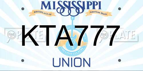 KTA777 Mississippi License Plate