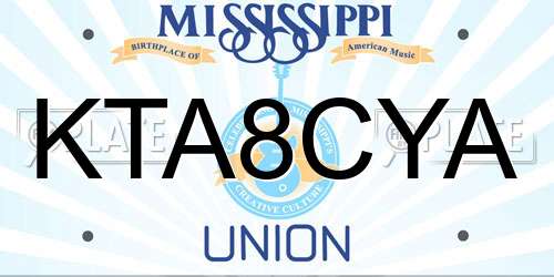 KTA8CYA Mississippi License Plate