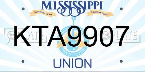 KTA9907 Mississippi License Plate