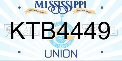 KTB4449 Mississippi License Plate