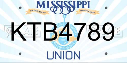 KTB4789 Mississippi License Plate