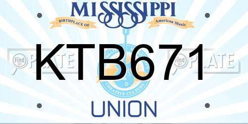 KTB671 Mississippi License Plate