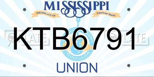 KTB6791 Mississippi License Plate