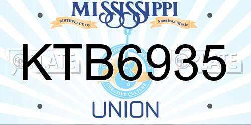 KTB6935 Mississippi License Plate