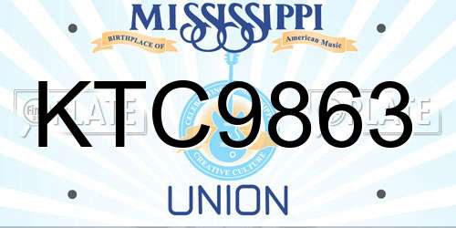 KTC9863 Mississippi License Plate