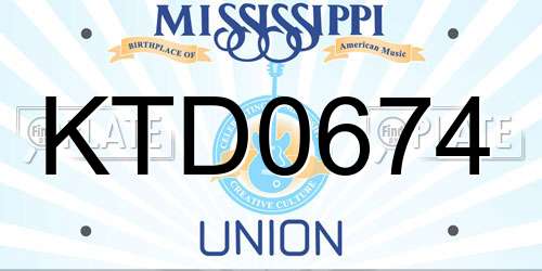 KTD0674 Mississippi License Plate