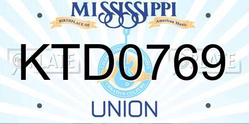 KTD0769 Mississippi License Plate