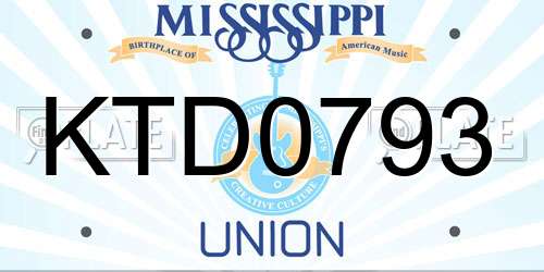 KTD0793 Mississippi License Plate