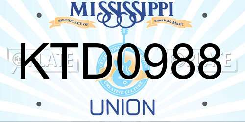 KTD0988 Mississippi License Plate
