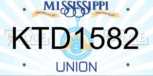 KTD1582 Mississippi License Plate