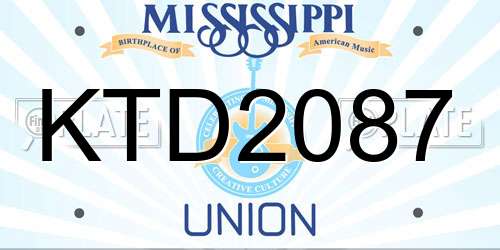 KTD2087 Mississippi License Plate