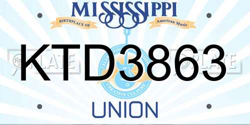 KTD3863 Mississippi License Plate