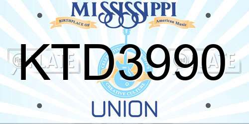 KTD3990 Mississippi License Plate