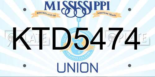 KTD5474 Mississippi License Plate
