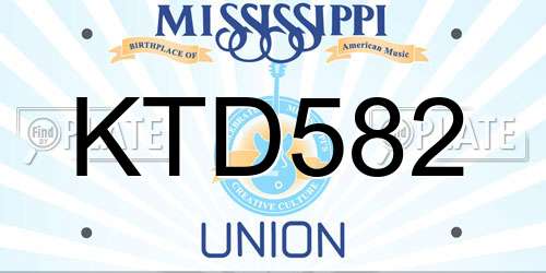 KTD582 Mississippi License Plate