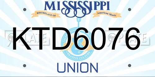 KTD6076 Mississippi License Plate