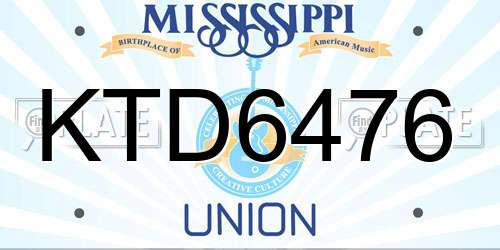 KTD6476 Mississippi License Plate