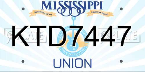 KTD7447 Mississippi License Plate