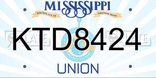 KTD8424 Mississippi License Plate