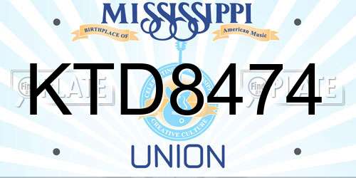 KTD8474 Mississippi License Plate