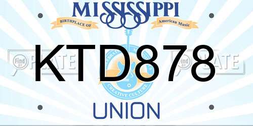 KTD878 Mississippi License Plate