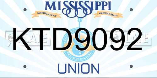 KTD9092 Mississippi License Plate