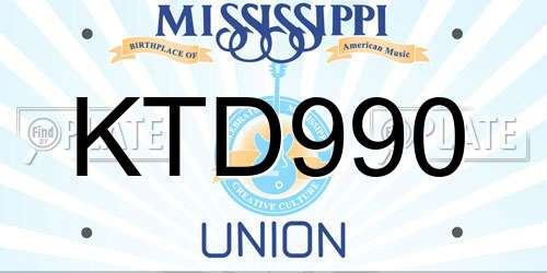 KTD990 Mississippi License Plate