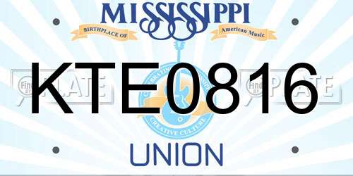 KTE0816 Mississippi License Plate