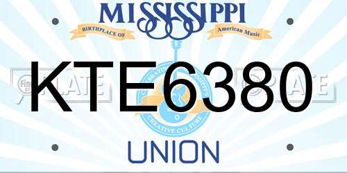 KTE6380 Mississippi License Plate