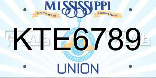 KTE6789 Mississippi License Plate