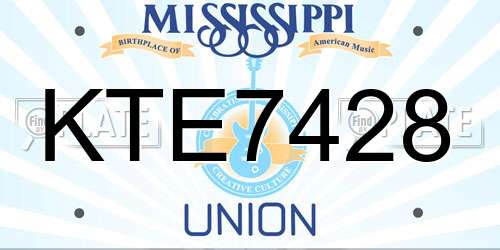 KTE7428 Mississippi License Plate