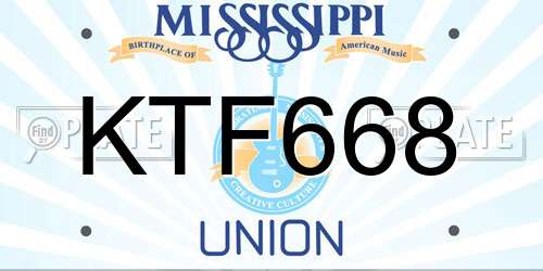 KTF668 Mississippi License Plate
