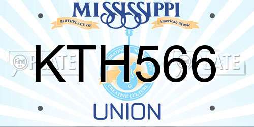 KTH566 Mississippi License Plate