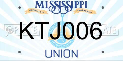 KTJ006 Mississippi License Plate