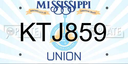 KTJ859 Mississippi License Plate