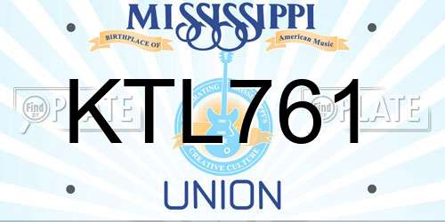 KTL761 Mississippi License Plate