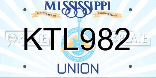KTL982 Mississippi License Plate