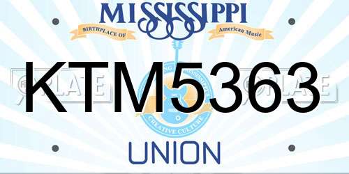 KTM5363 Mississippi License Plate