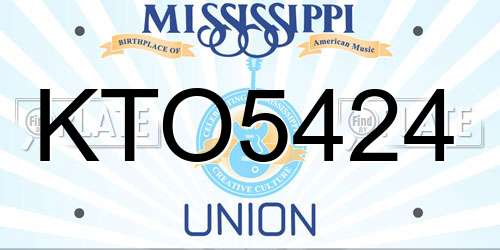 KTO5424 Mississippi License Plate