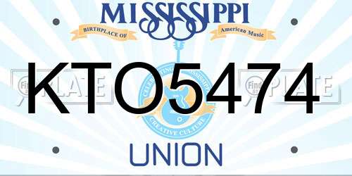 KTO5474 Mississippi License Plate