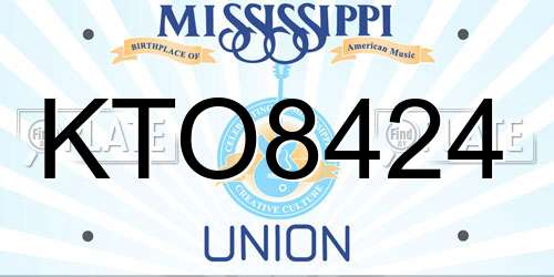 KTO8424 Mississippi License Plate