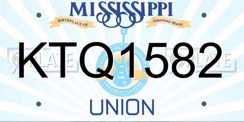 KTQ1582 Mississippi License Plate