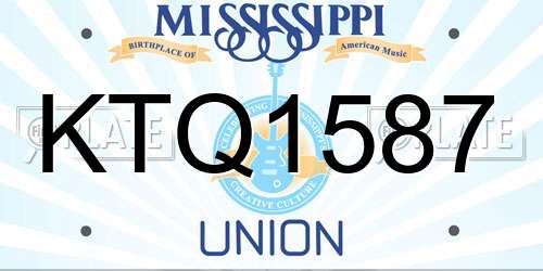 KTQ1587 Mississippi License Plate