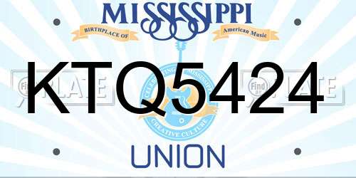KTQ5424 Mississippi License Plate