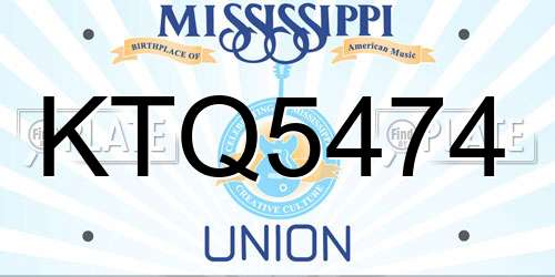KTQ5474 Mississippi License Plate